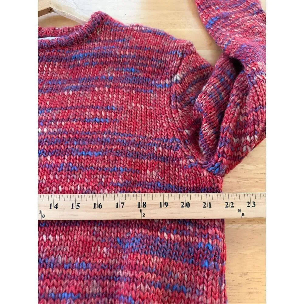 Zara Oversized Chunky Knit Pullover – Red Multi (Marled) – Size M